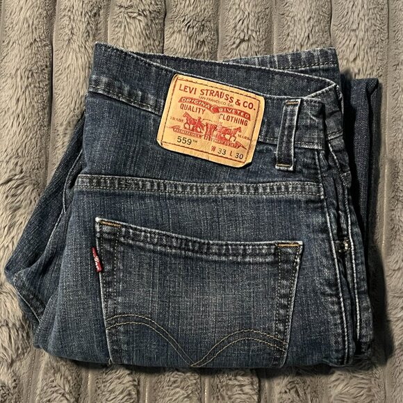 Levi's 559 Jeans Mens 33x29 Blue Relaxed Fit Straight Leg Dark Wash Levis Denim - Picture 8 of 12